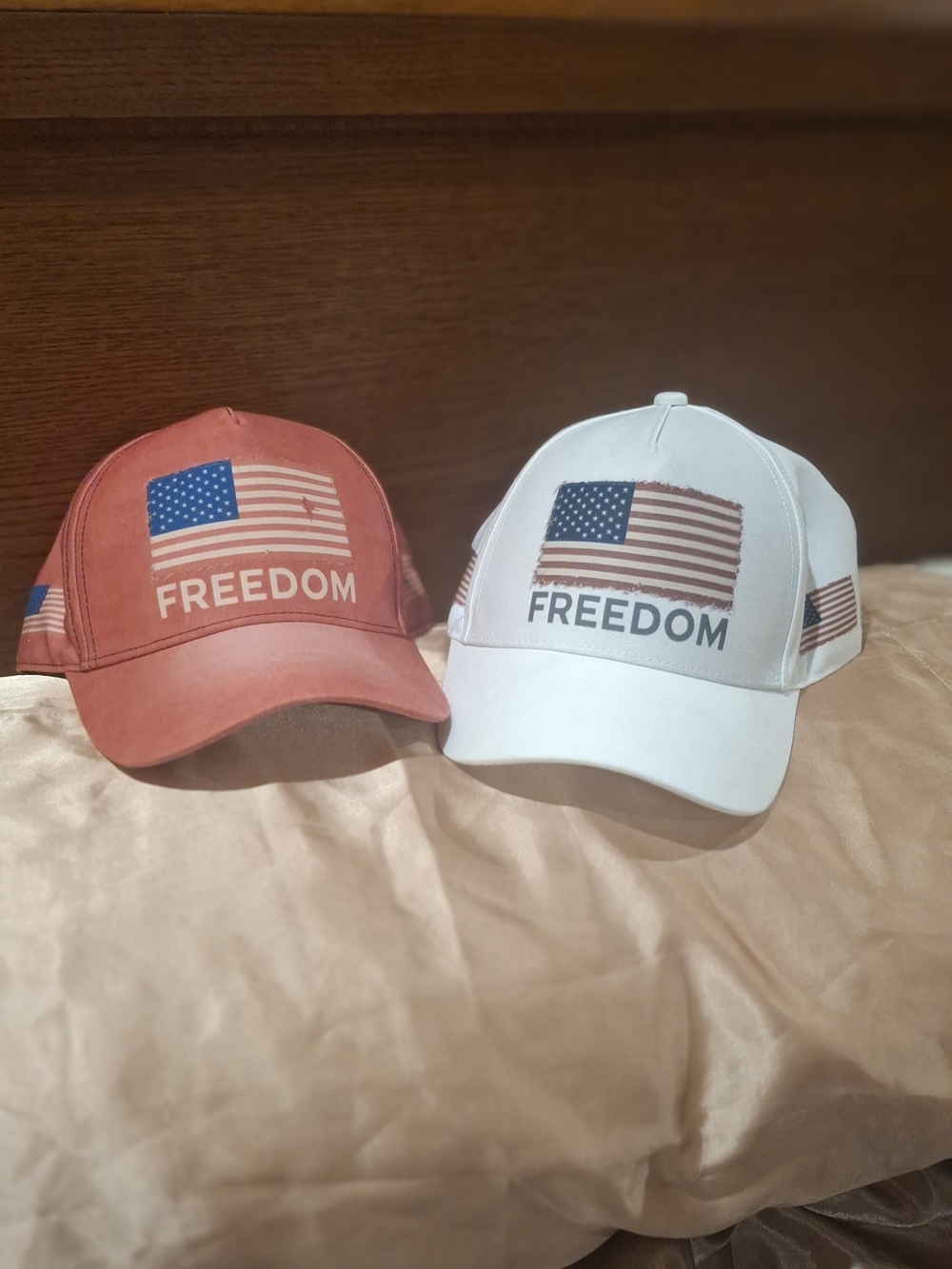FREEDOM Flag Baseball Cap - White And Faded Red